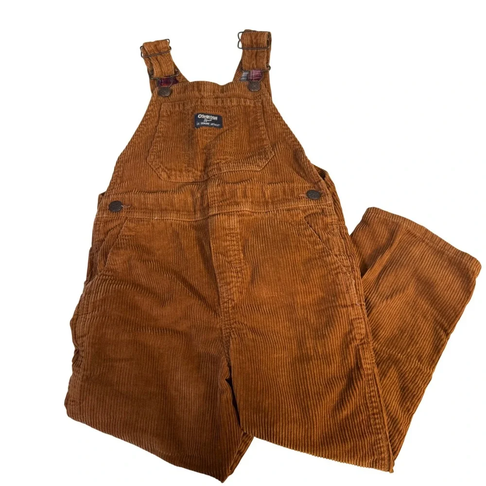 Oshkosh Bgosh Brown Corduroy Vestback Overalls bibs 5T boy girl warm cotton